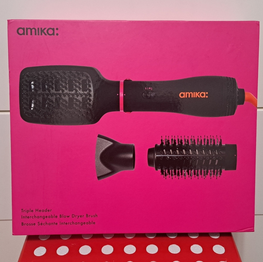 Amika Triple Header Blow Dryer Brush Set - Black and Pink